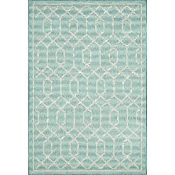 Loomaknoti Breyleigh Chendler 4' x 6' Green Trellis Indoor/Outdoor Area Rug