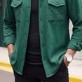 thumbnail image 5 of Wrtxtat Men's Jacquard Shirt Relaxed Fit Button Down Long Sleeve Lapel Shirts Casual Solid Color Fall Spring Active Streetwear Shirt Green#03 L, 5 of 5