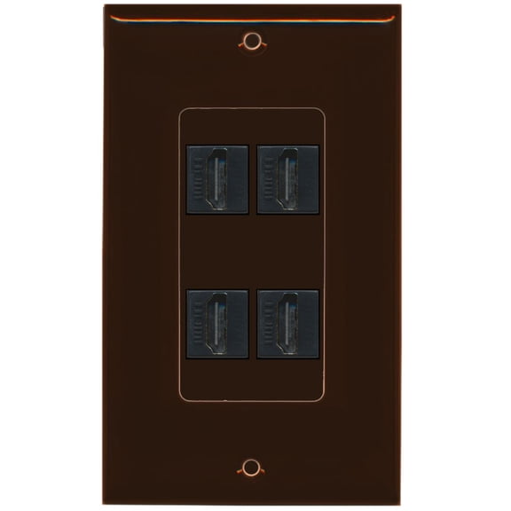 RiteAV - 4 Port HDMI 2.0 Decorative Wall Plate (Brown)