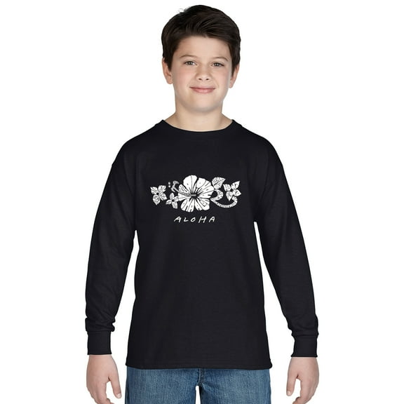 LA Pop Art Boy's Word Art Long Sleeve - ALOHA