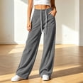 thumbnail image 7 of FNFYFH Womens Corduroy Pants Casual High Waisted Elastic Drawstring Sweatpants Loose Fit Wide Leg Pants with Pockets, 7 of 7
