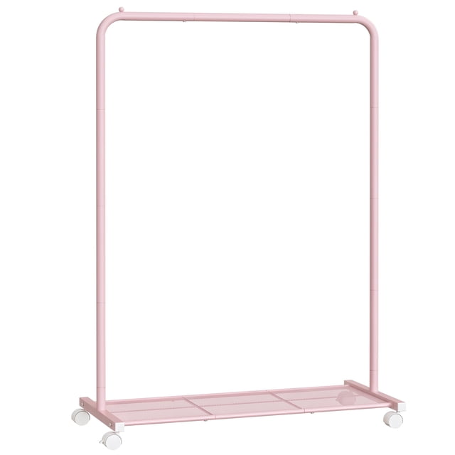 Perchero SONGMICS con ruedas de metal rosa UHSR025P01
