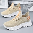 thumbnail image 2 of Womens Lace Up Running Shoes Comfortable Slip On Athletic Sneakers Lightweight Mesh Soft Sole NonSlip Work Shoes Beige Size 8.5, 2 of 4