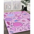thumbnail image 3 of Ahgly Company Machine Washable Indoor Round Transitional Orchid Purple Area Rugs, 8' Round, 3 of 7