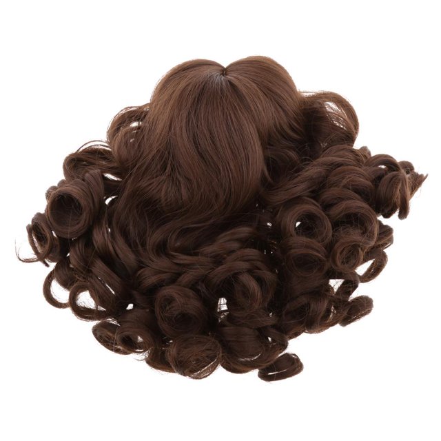 Peluca de Muñeca Americana de 18 Pulgadas, Cabello Ondudo Y , Accesorios de Fabricación Y Personalización de Bricoje, 8 Colores Par café CUTICAT Muñequera peluca