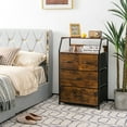 thumbnail image 4 of Gymax Commode 2 Pcs à 4 Tiroirs, Haute et Grand, Unité d'Organisation de Rangement avec Dessus en Bois, Bacs en Tissu, 4 of 10