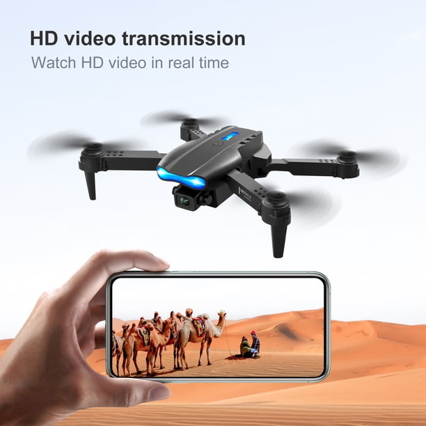 Drones FPV con carga USB de avión para niños y niñas (negro, 3 baterías, 1 cámara)