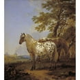 thumbnail image 3 of Nicolaes Pietersz. Berchem 15x16 Black Modern Framed Museum Art Print Titled - Two Horses in a Landscape (1635 - 1683), 3 of 5
