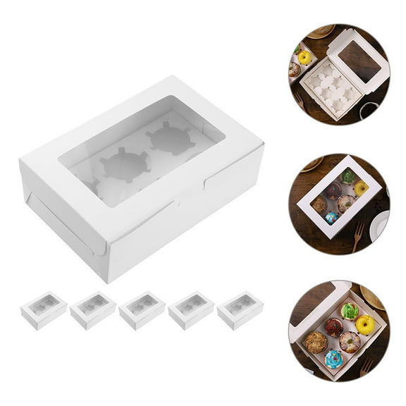 RENACLIPY White Paper Muffin Cake Boxes 6 Count - Dessert Storage Containers for , Muffins, and Pastries