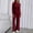 Wine, variant on Athletic Outfit Sets 2 Piece Women Solid Crew Neck Crop Long Sleeve Wide Leg Pants Navy XL