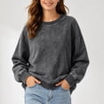 thumbnail image 2 of Hurxie Womens Acid Washed Cotton Crewneck Sweatshirt Long Sleeve Pullover Vintage Casual Y2K Streetwear Sweatshirts, 2 of 7
