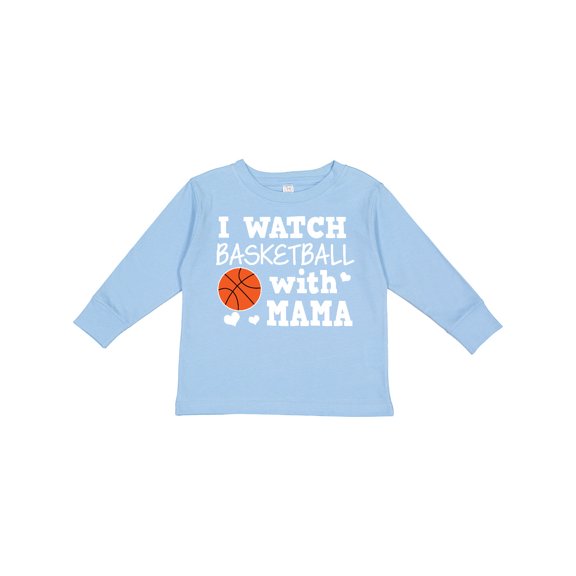 Inktastic I Watch Basketball with Mama Boys Long Sleeve Toddler T-Shirt