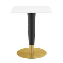 Dining Table, Square, Wood, Metal Steel, Gold White, Modern Contemporary Urban Design, Kitchen Room Cafe Bistro Restaurant Hospitality