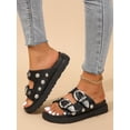 thumbnail image 6 of Women‘s Comfortable Fashionable Round Toe Black Sandals With Double Buckle  Double Layered Thick Platform And Wedge Heel  Open Toe, 6 of 7