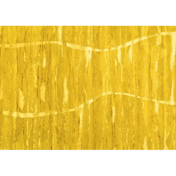 Ahgly Company Indoor Rectangle Abstract Yellow Contemporary Area Rugs, 3' x 5'