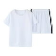 thumbnail image 4 of Zshosam Clothes for Toddler Boys Toddler Baby Boy Summer Outfits Print Short Sleeves T-Shirt+Elastic Shorts Set Clothes Size 5T 6T,(White 5-6 Years), 4 of 6