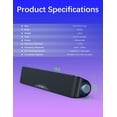 thumbnail image 2 of Computer Speakers, HiFi Sound Quality Computer Sound Bar, USB Powered PC Speakers, Bluetooth 5.0 and 3.5mm Aux-in Computer Speakers for Desktop, Laptops, PCs, Phones, Tablets, Xb, 2 of 7