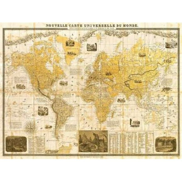 Selected Artworks PDX3JO2878SMALL Gilded 1859 Map of The World Poster Print by Joannoo, 11 x 14 - Small