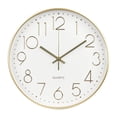 thumbnail image 1 of Reloj de pared Bakbrand de 25 cm, silencioso y moderno, dorado, 1 of 9
