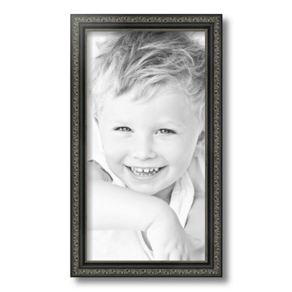 ArtToFrames 9x17 inch Antique Black Picture Frame, Black 9" x 17" Wood Poster Frame (WOM-5106) 1234