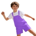 thumbnail image 5 of CPNG Girls Solid Color Short Overalls Sleeveless Suspender Romper Cute Short Jumpsuit with Adjustable Strap(Purple,5-6 Years), 5 of 7