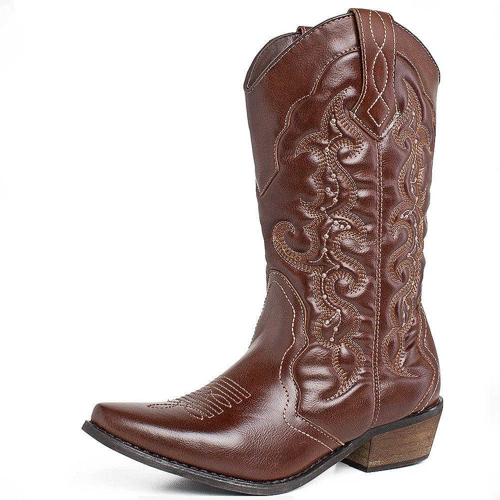 Details about   Cambridge Select Women'S Western Pointed Toe Mid-Calf Cowboy Boot 