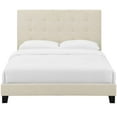 thumbnail image 5 of Contemporary Modern Urban Designer Bedroom Queen Size Platform Bed Frame, Fabric, Beige, 5 of 5