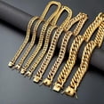 thumbnail image 3 of 11mm~21mm Miami Double Cuban Link Chain 18K Gold Plated Titanium Steel Necklace, 3 of 9