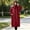 #0361-Red, variant on Womens Plain Rain Poncho Stylish Polyester Waterproof Raincoat with Pocket Hood Zipper