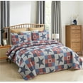 thumbnail image 3 of JML Quilt Set 3 Piece, Embossed Bedspread Bedding Set with 2 Shams, King, Navy & Red Stars, 3 of 6