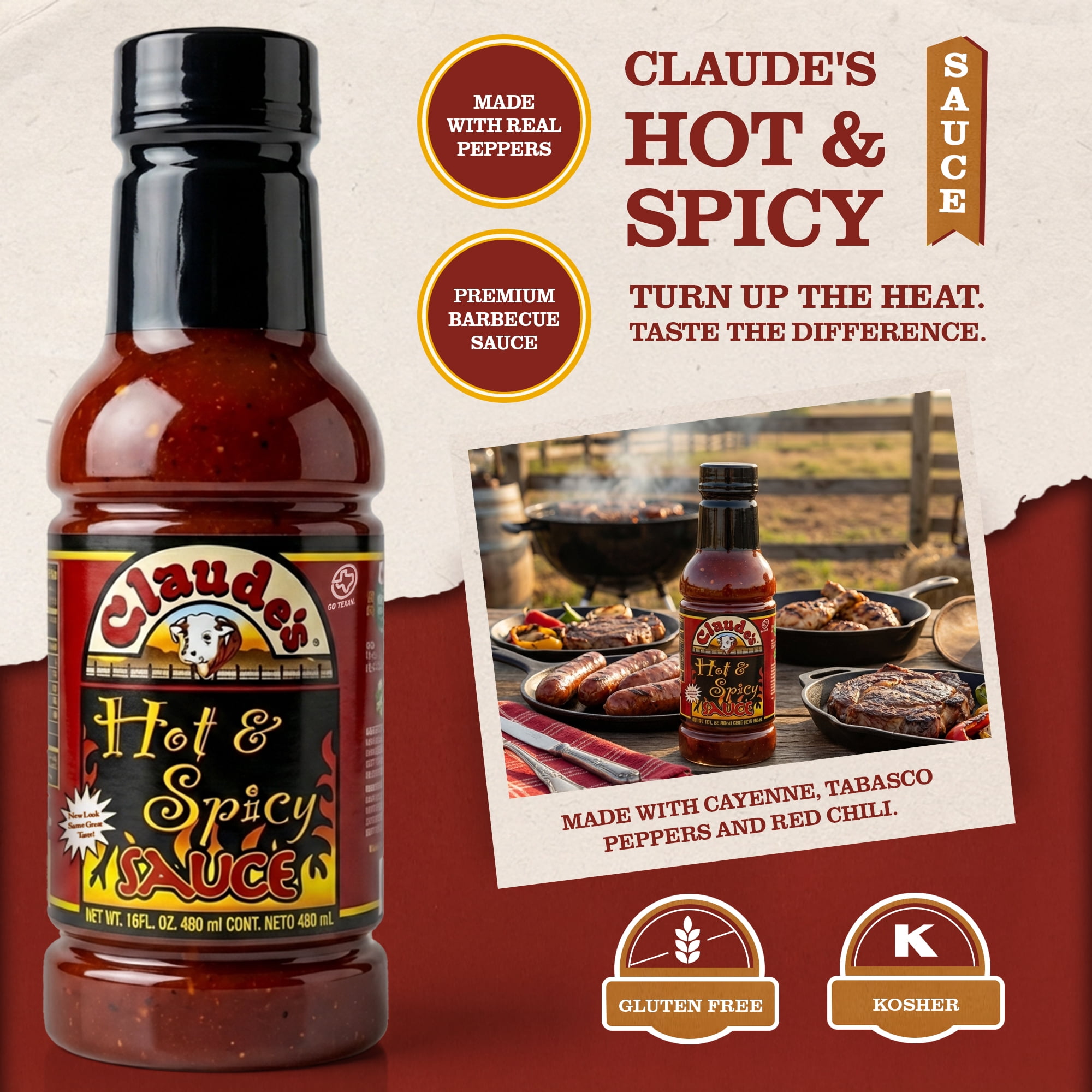 Fajita Hot & Spicy Sauce, 16 oz Bottle (Pack of 6)