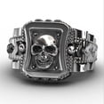 thumbnail image 2 of Mens Diamond Skull Ring Punk Hip Hop Alloyed Plated Jewelry Statement Piece Durable Accessory for Street Style, 2 of 6
