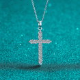 thumbnail image 2 of Collar de plata de ley 925 para mujer, cadena de clavícula con cruz de moissanita chapada en oro pt950, 2 of 6