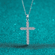 thumbnail image 2 of Collar de plata de ley 925 para mujer, cadena de clavícula con cruz de moissanita chapada en oro pt950, 2 of 6