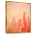 thumbnail image 2 of Designart "Pinkish Spire Urban Dreams II" Skyscrapers Floater Framed Wall Art Living Room, 2 of 5