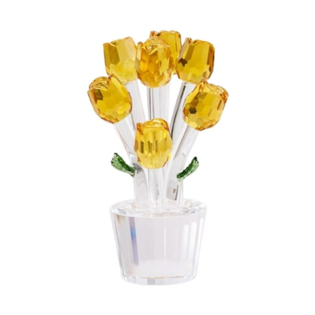 Figura de rosas de cristal, adorno de ramos de flores de rosas, adorno de flores de cristal para amarillo