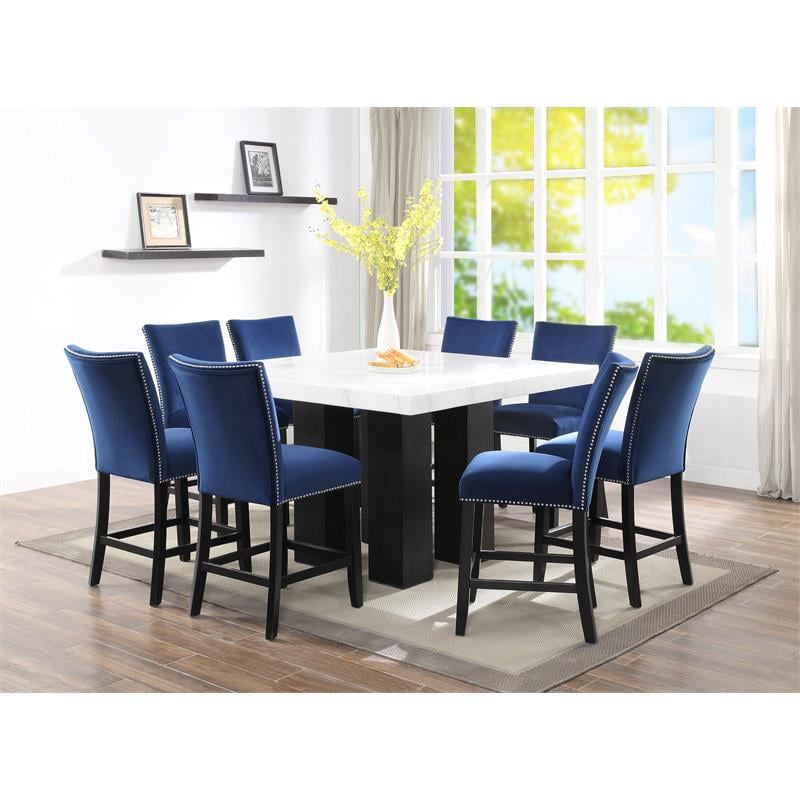 9 Piece Counter Dining Table Set, Square To Round Table Set