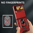 thumbnail image 5 of SOATUTO For Samsung Galaxy Z Flip 4 5G Case with Hinge Protection, Built-in Card Holder & Kickstand & Slide Camera Cover Fit Magnetic Car Mount Holder Case for Samsung Galaxy Z Flip 4 2022 - Red, 5 of 9