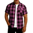 thumbnail image 4 of Purcolt Shirts for Men Comfort Casual Plaid Short Sleeve Button Down Shirt Lightweight Regular Fit Business Work Office Tops with Pockets, 4 of 8