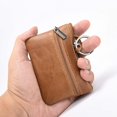 thumbnail image 4 of Genuine Leather Coin Purses Mens Women Leather Zipper Coin Purse Pouch Slim Change Credit Card Holder Slim Wallet Key Holder Change Pouch Small Wallet (Brown), 4 of 4