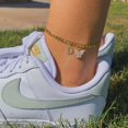 thumbnail image 2 of GOSFRY 14K Gold Plated Dainty Butterfly Initial Anklet Handmade Cuban Chain White Butterfly A-Z Alphabet Letter Initial Anklets Personalized Summer Beach Jewelry Gifts, 2 of 9