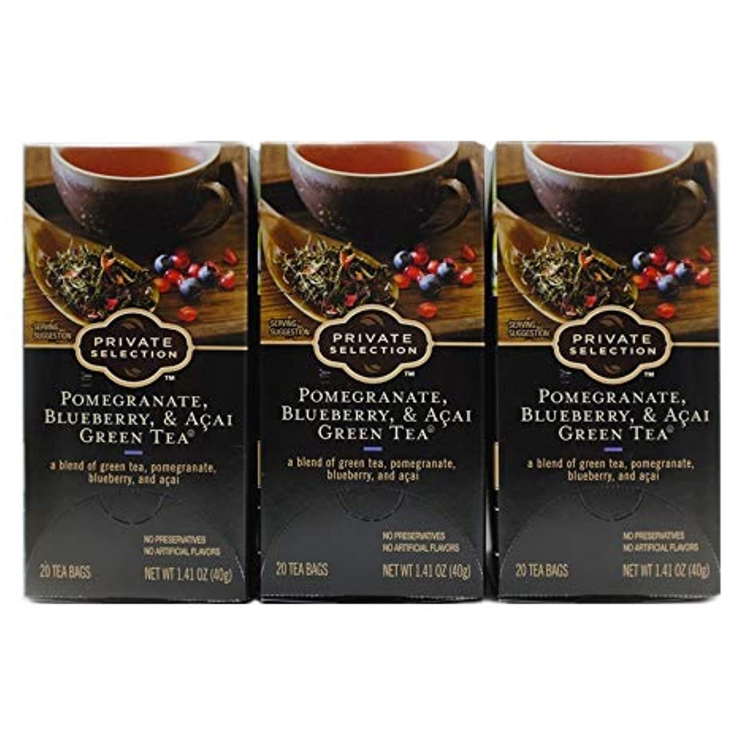 Private Selection Pomegranate, Blueberry & Acai Green Tea (Pack Of 3