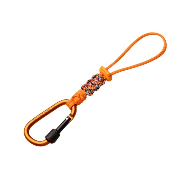 Cordón con Mosquetón, Gancho de Copa, Accesorio de Escalada, Mochila, de Paracord para Exteriores, Color Naranja.