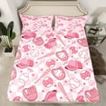 thumbnail image 2 of Manfei Girly Pink Baseball Bed Sheets for Kids, Princess Buffalo King Sheets, Cartoon Stars Print Sheet Set, Breathable Home Decor, 4-Piece, 2 of 7