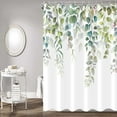 thumbnail image 2 of SPXUBZ Green and White Eucalyptus Shower Curtain Teal Plant Watercolor Leaf Bathroom Shower Curtains Nature Botanical Floral Bath Curtain 72x72 inches, 2 of 7