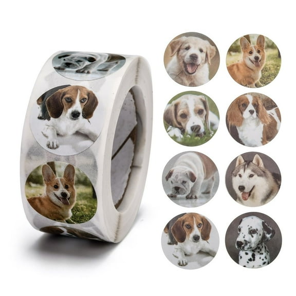 Self-Adhesive Kraft Paper Gift Tag Stickers Adhesive Labels for Festival Christmas Holiday Presents Pet Dog Colorful Sticker: 25mm 500pcs/roll PET
