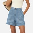 thumbnail image 6 of Only Moment Womens Shorts Polyester,Cotton High Waisted Summer Workout Lounge Shorts with Pockets Jean Shorts for Wowomen Light Blue,S, 6 of 9