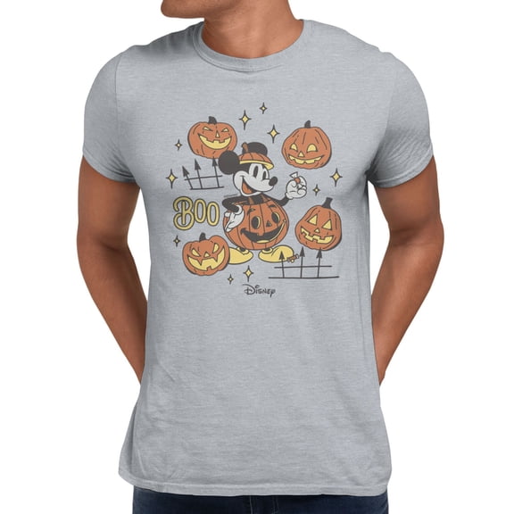 Disney Mickey Mouse Pumpkin Mickey Halloween Men's T-Shirt (Sport Grey, S-XXXL)
