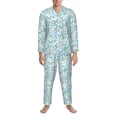 thumbnail image 3 of Honeii Butterflies Pattern Mens Pajamas Set,2pcs Men's Lounge Long Sleeve Sleep Shirt and Pajama Bottoms Sleepwear Set,Mens Pjs Sets-Small, 3 of 7