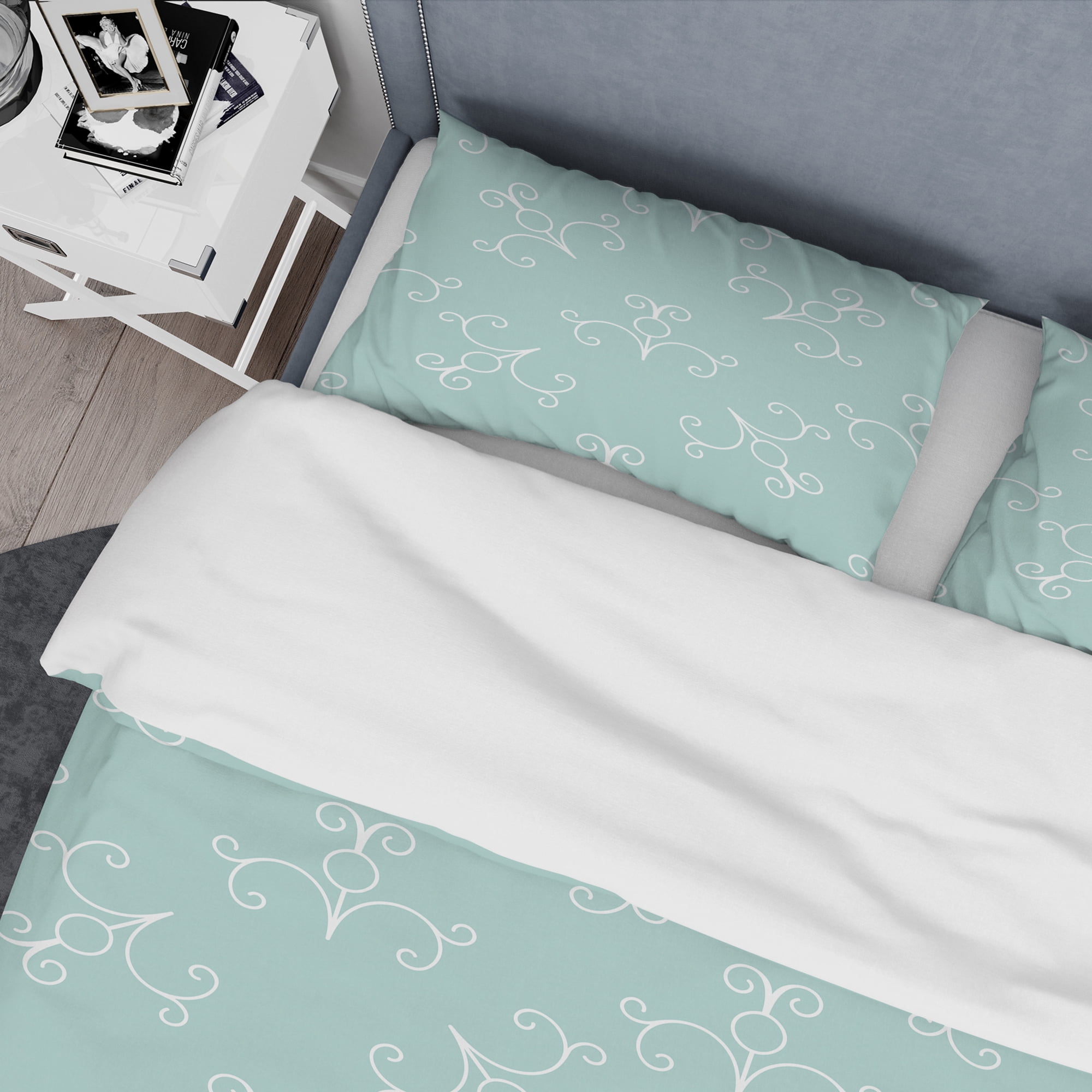 Designart 'Turquoise Minimal Ornament' Mid-Century Modern Duvet Cover Set